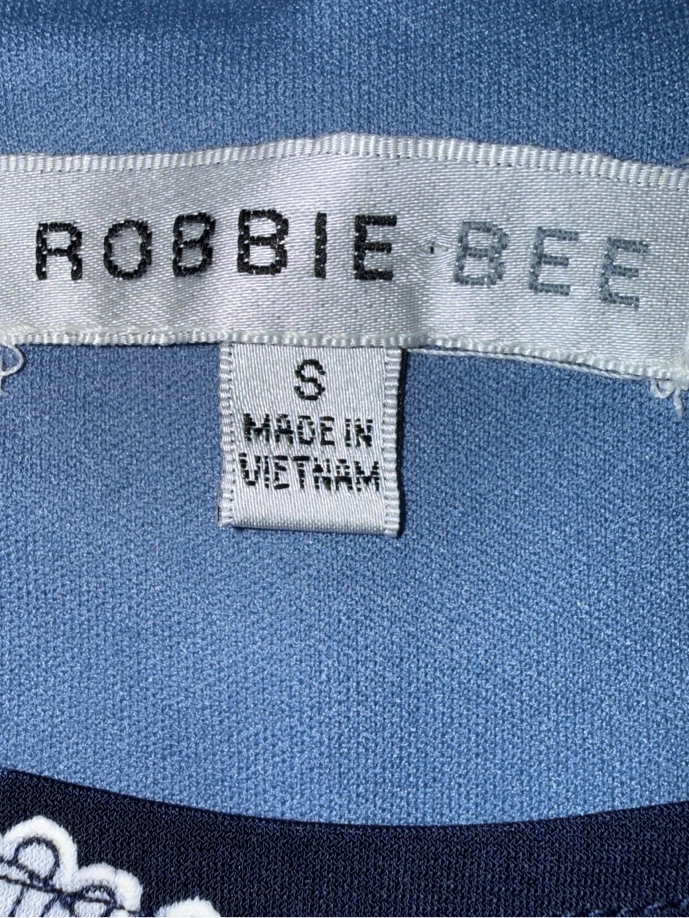 Robbie Bee Light Blue and Navy Floral Accent Dress - Picture 2 of 16